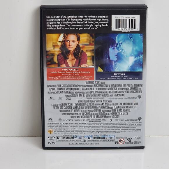 V for Vendetta & Watchmen (2012) 2-Disc Double Feature Film DVD Movie - Picture 2 of 7